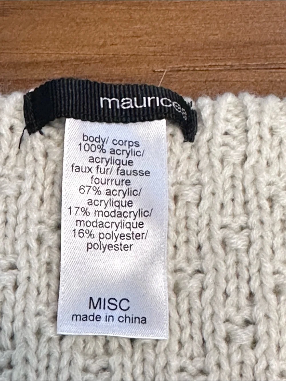 Maurices Cream Knit Scarf w/ Faux Fur Trim Cozy Winter Wrap Soft‎ infinite